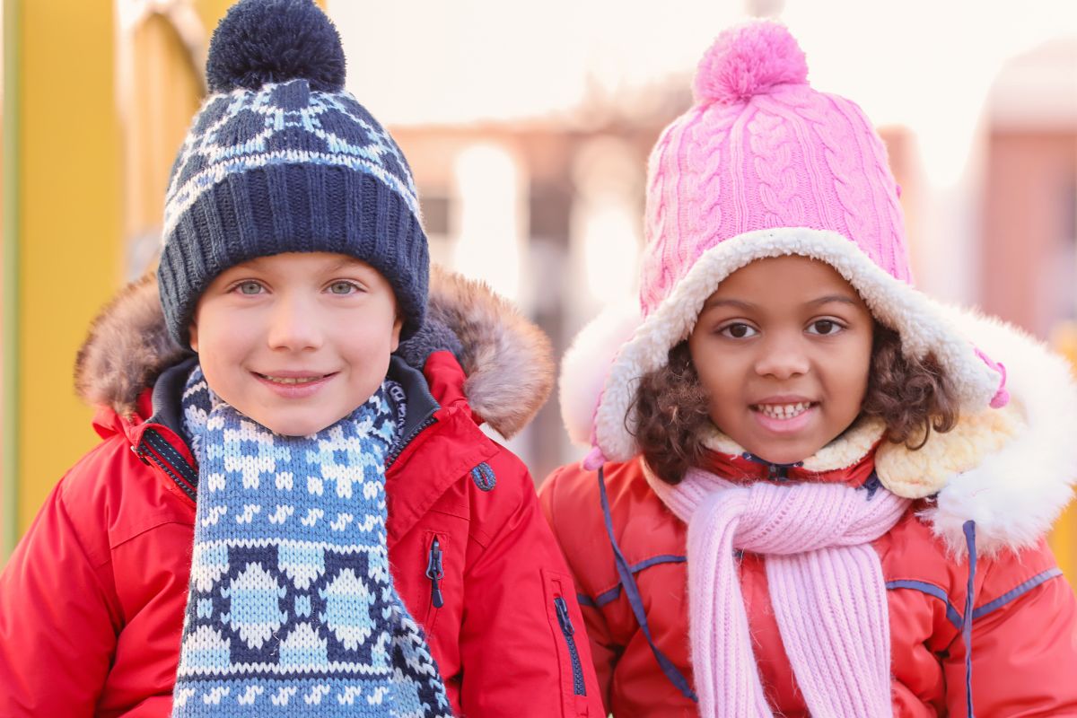 A picture of kids with winter gear.