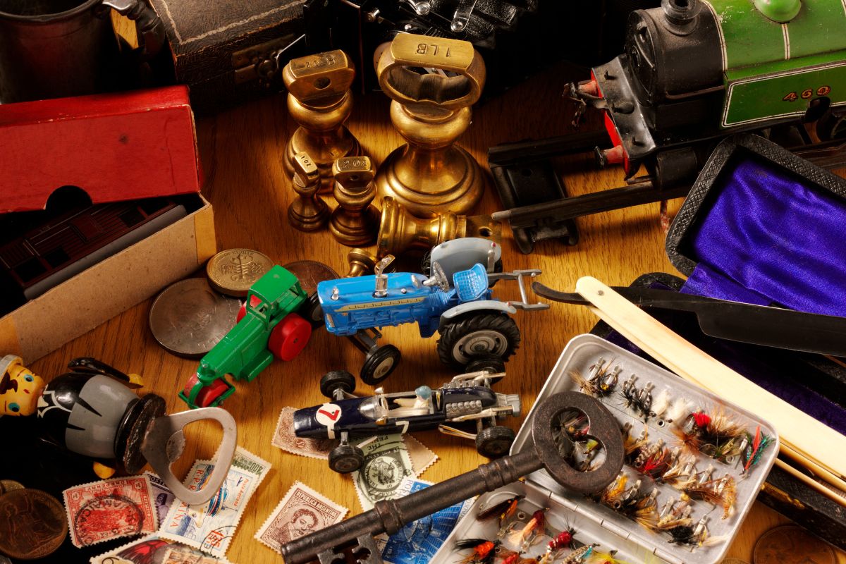 A picture of a lot of collectibles.