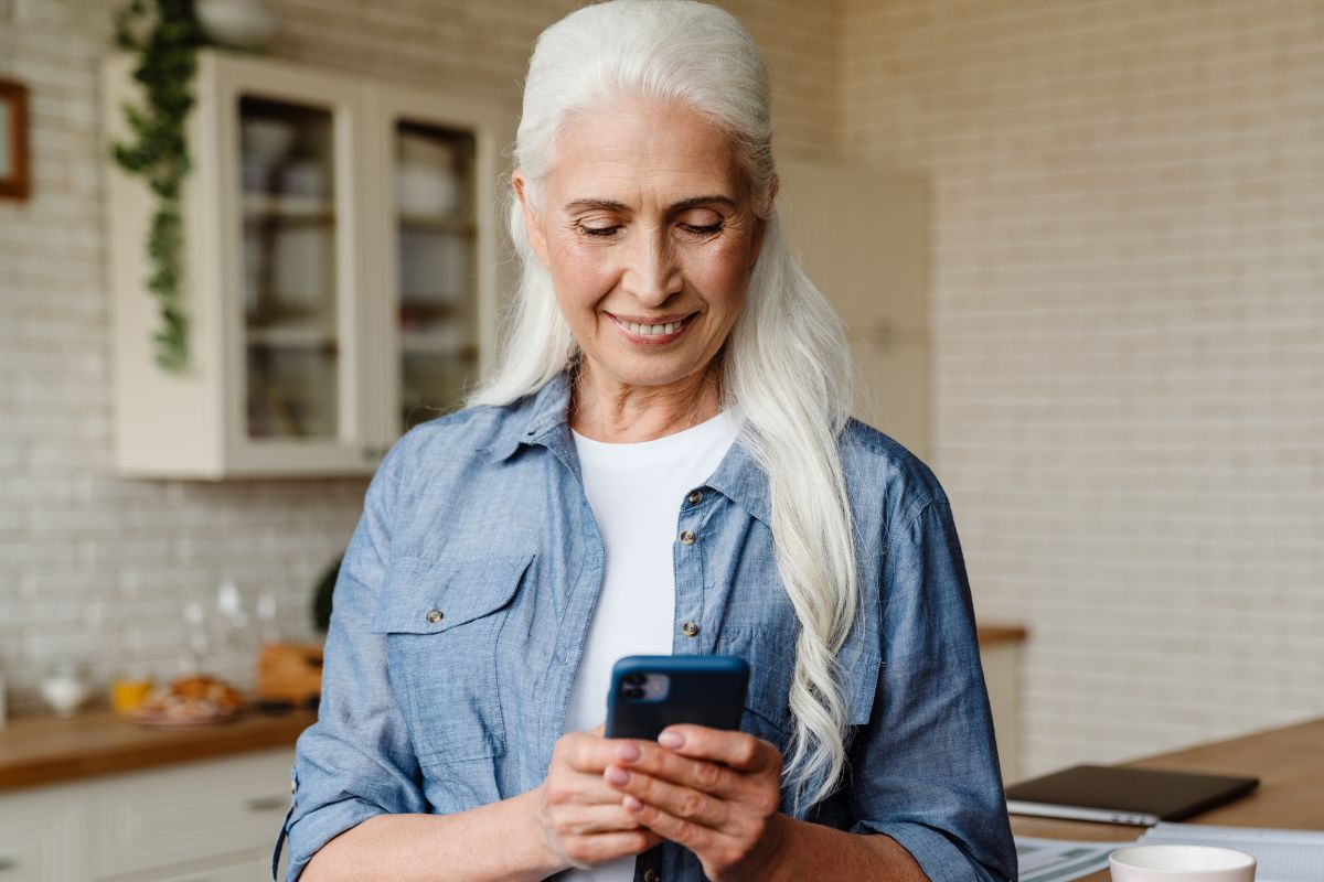 A picture of an elderly person smiling.
