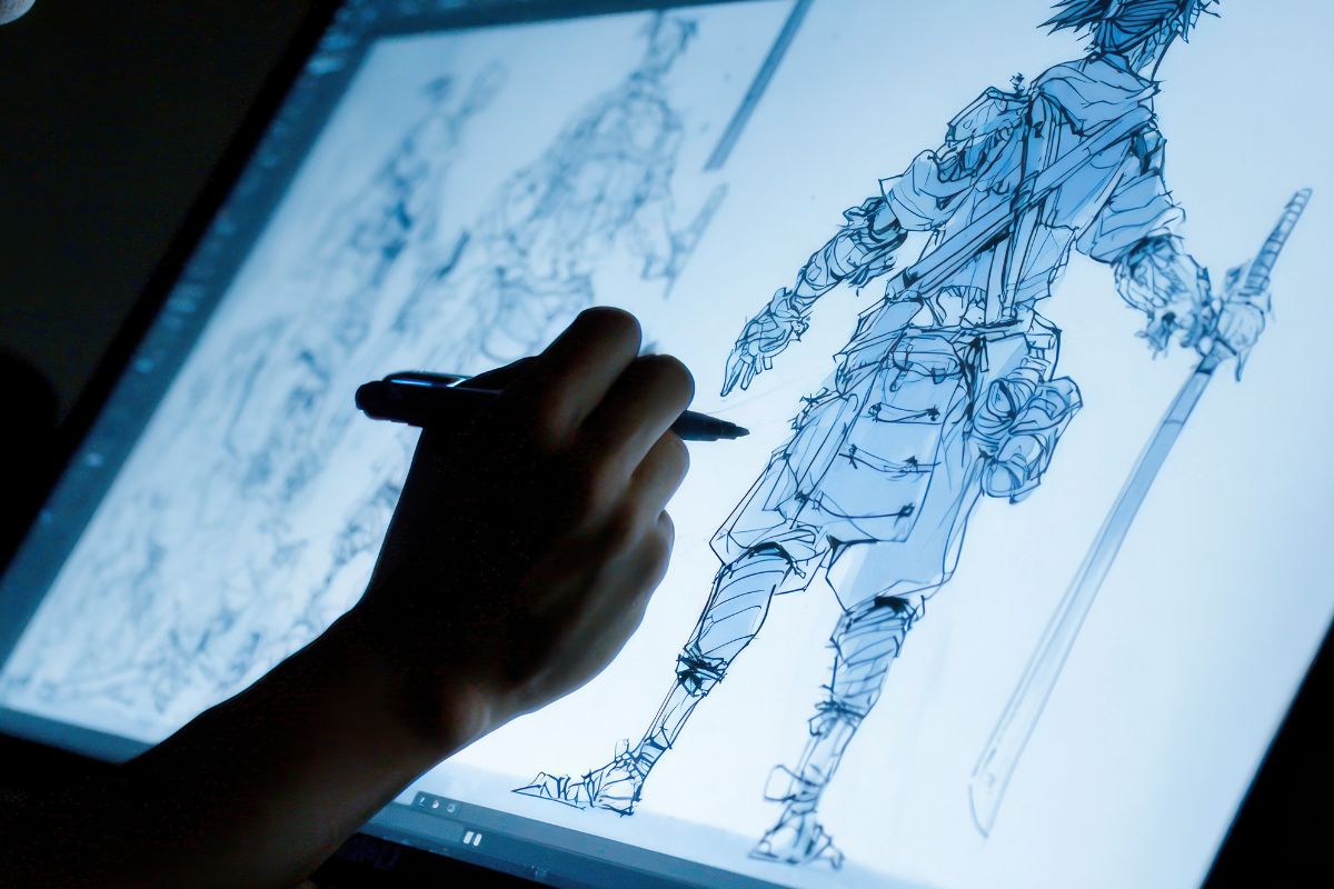 A picture of someone doing art.