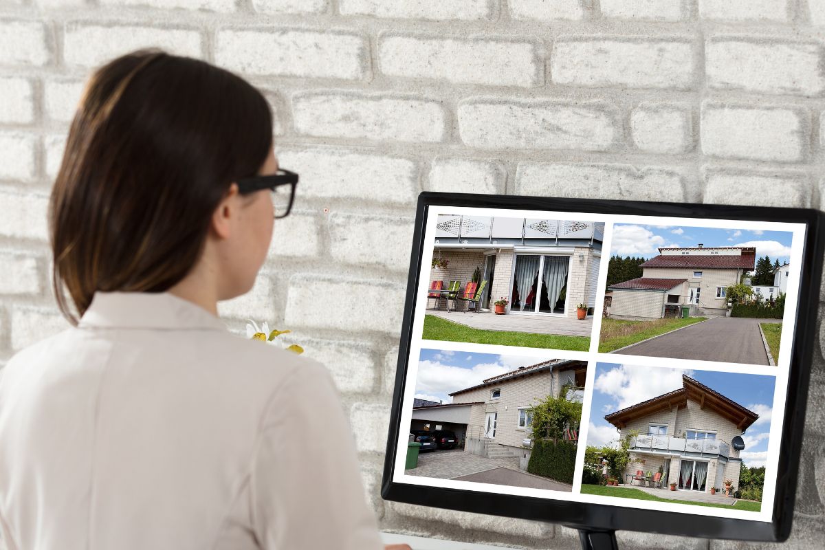 A picture of someone looking for a house.