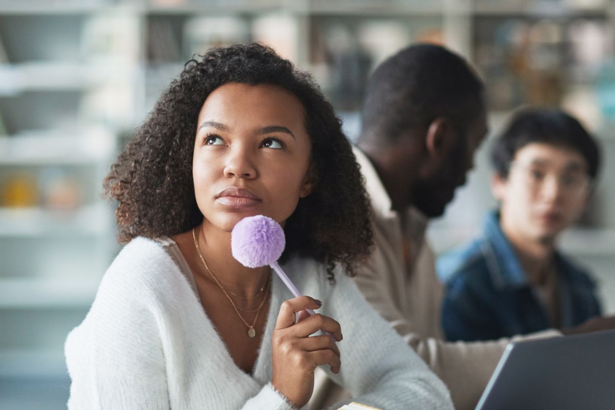 A picture of someone thinking.