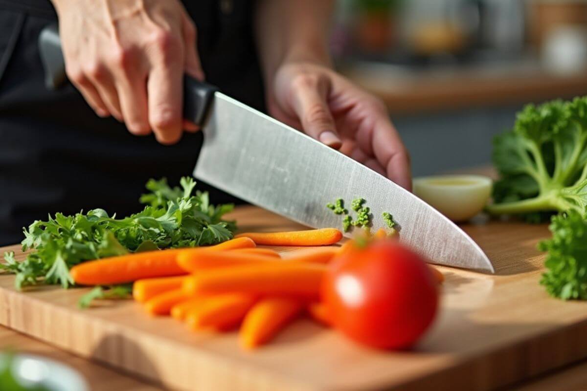 A picture of someone chopping ingredients.