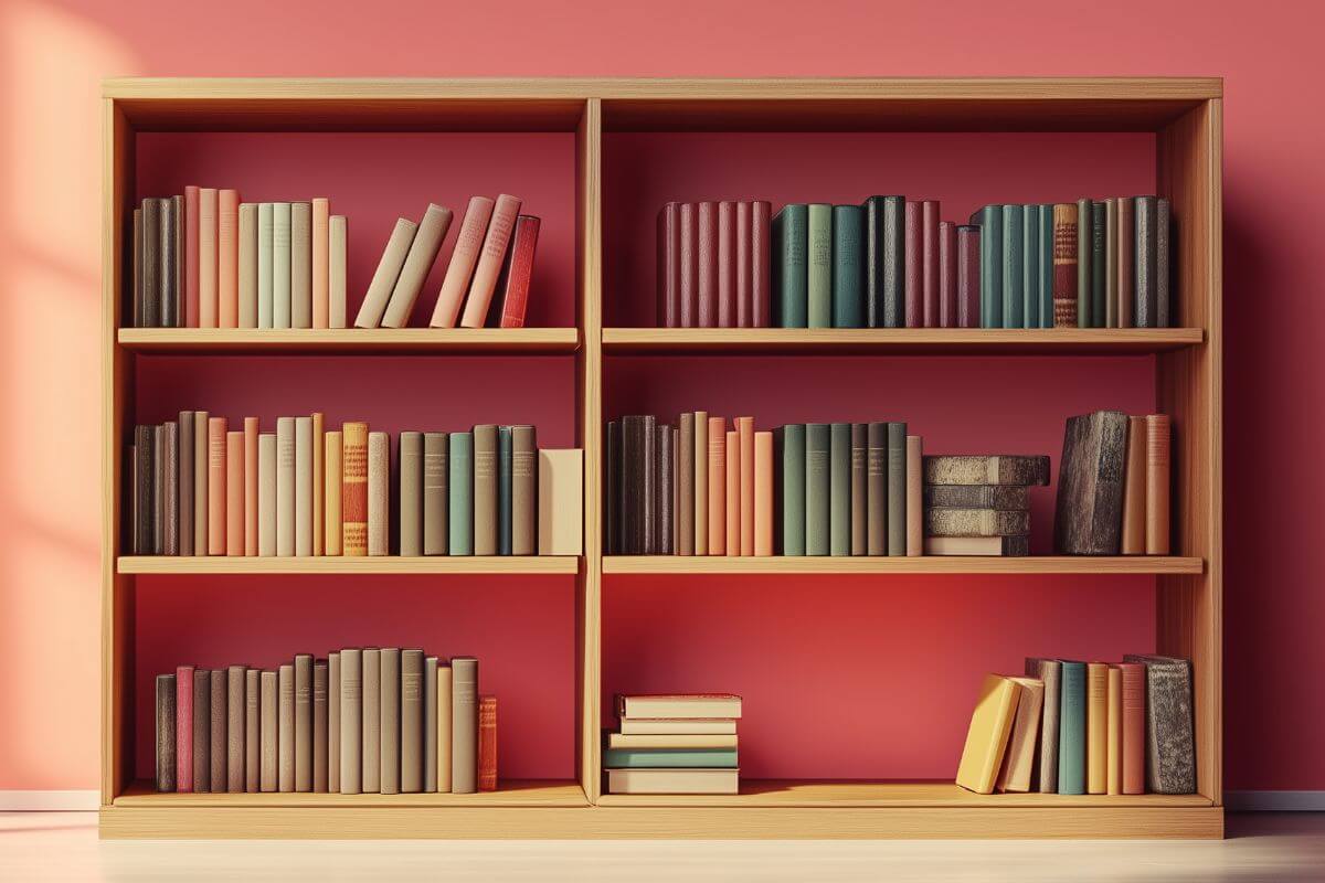 A picture of a DIY bookshelf.