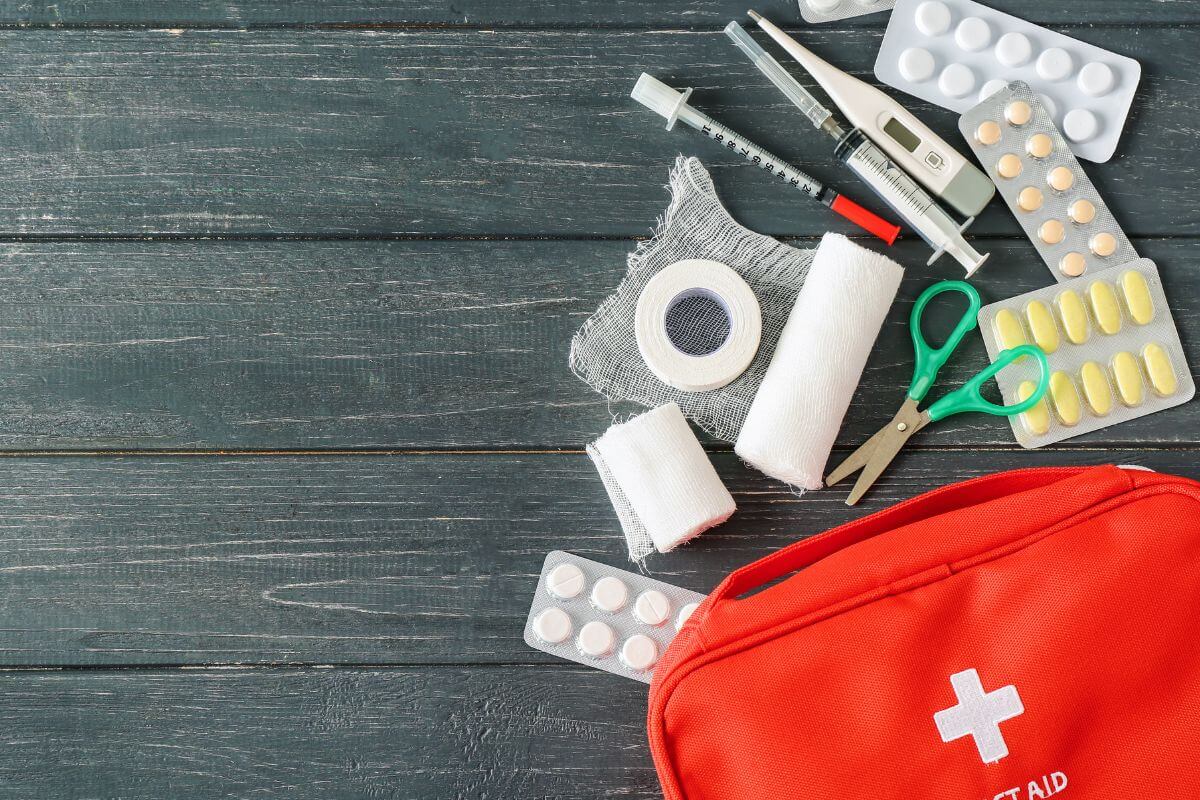 A picture of a DIY first aid kit.