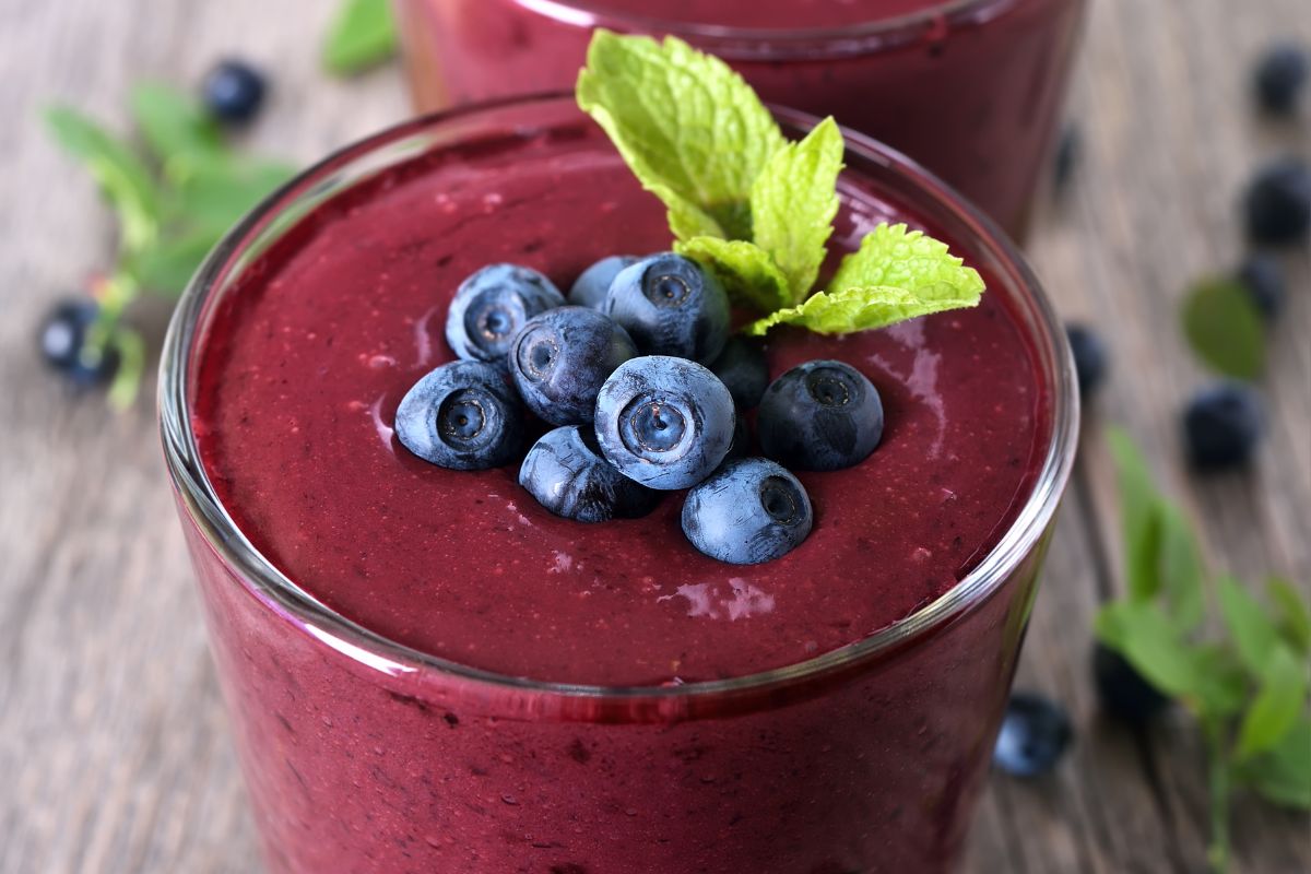 A picture shows smoothies with berries.