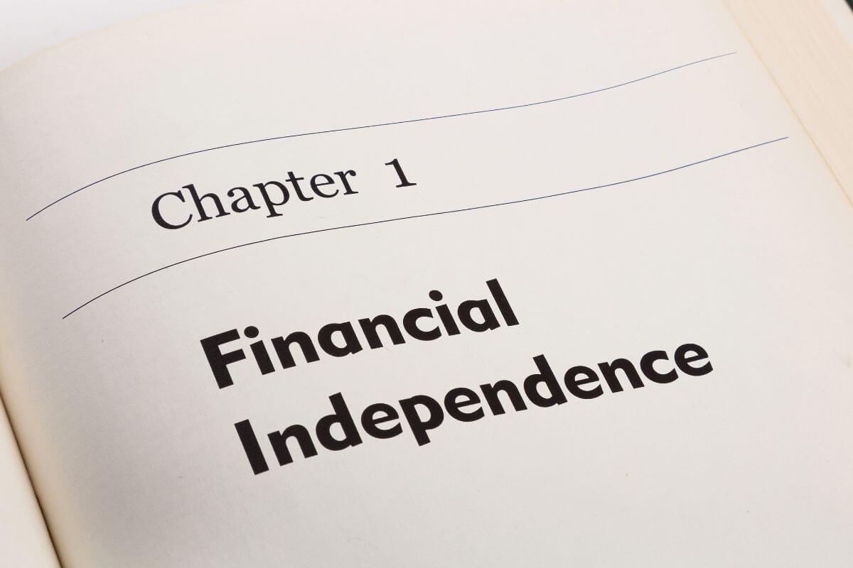 An image shows a financial independence phrase.