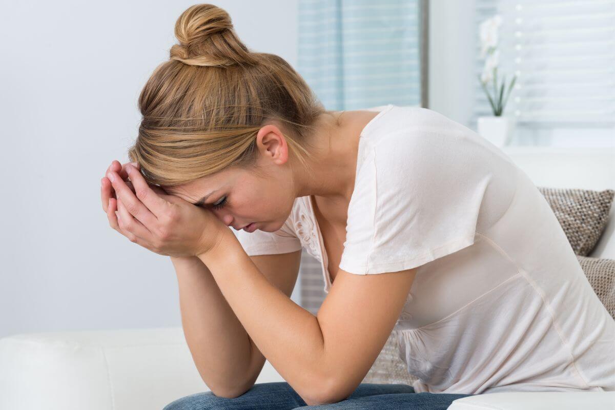 A picture shows a woman stressing out.