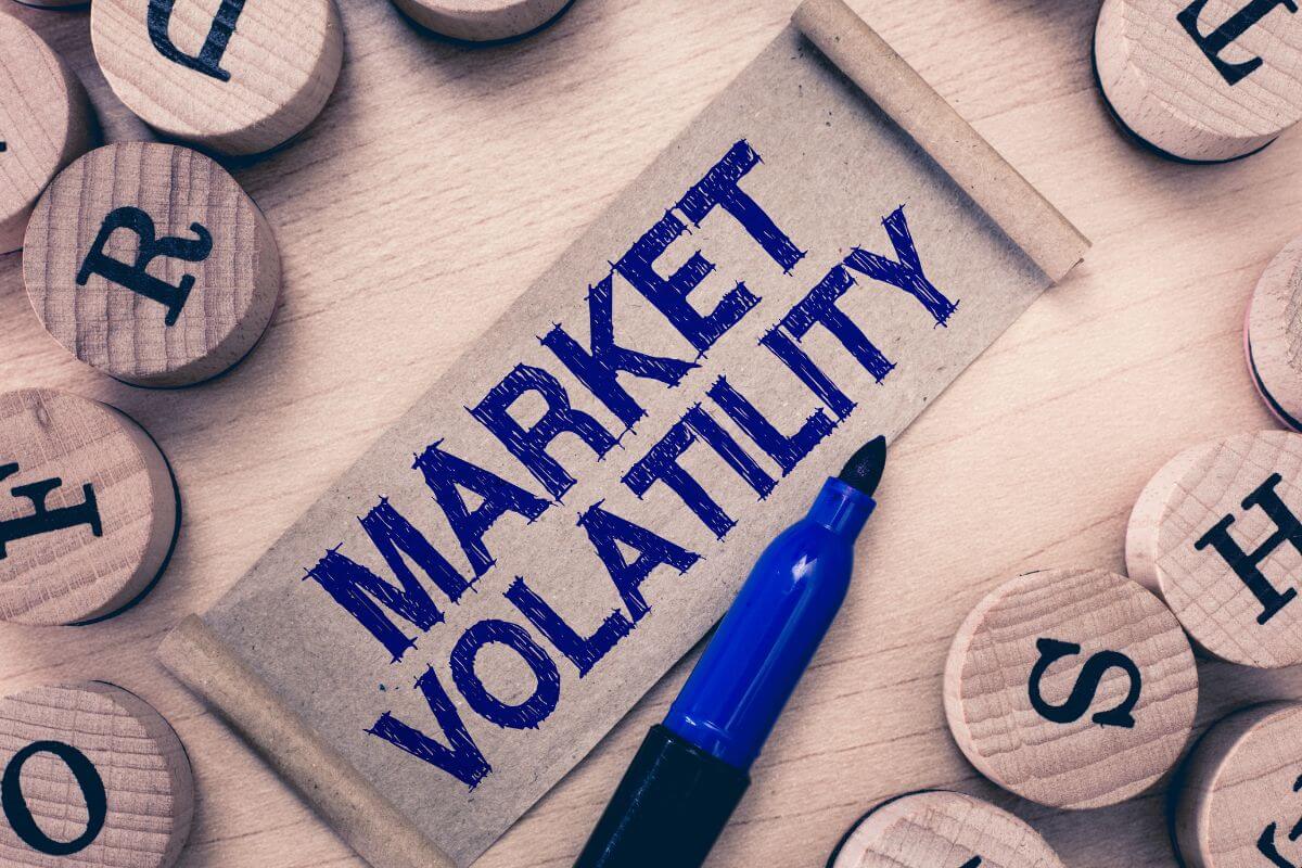 An image of a market volatility wording.
