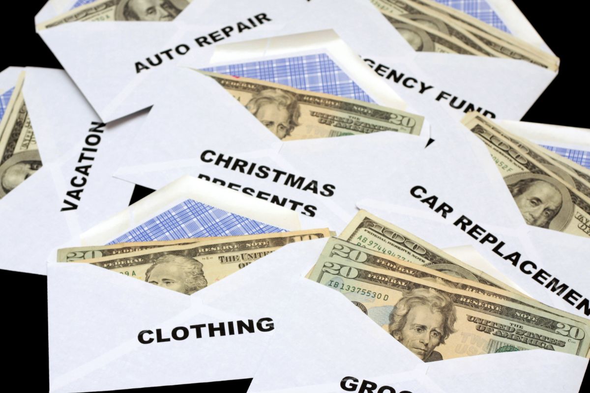 A picture of envelopes with cash.