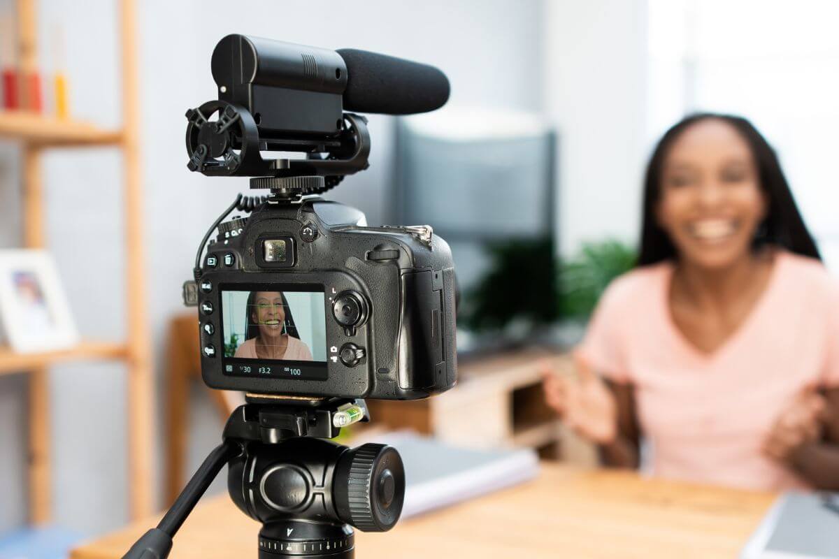 A picture of someone using video for their side hustle.