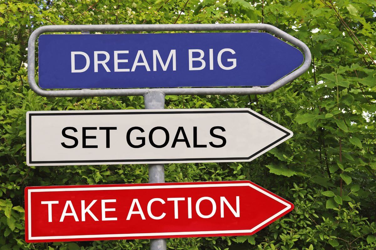A picture of signs to take action on your goals.