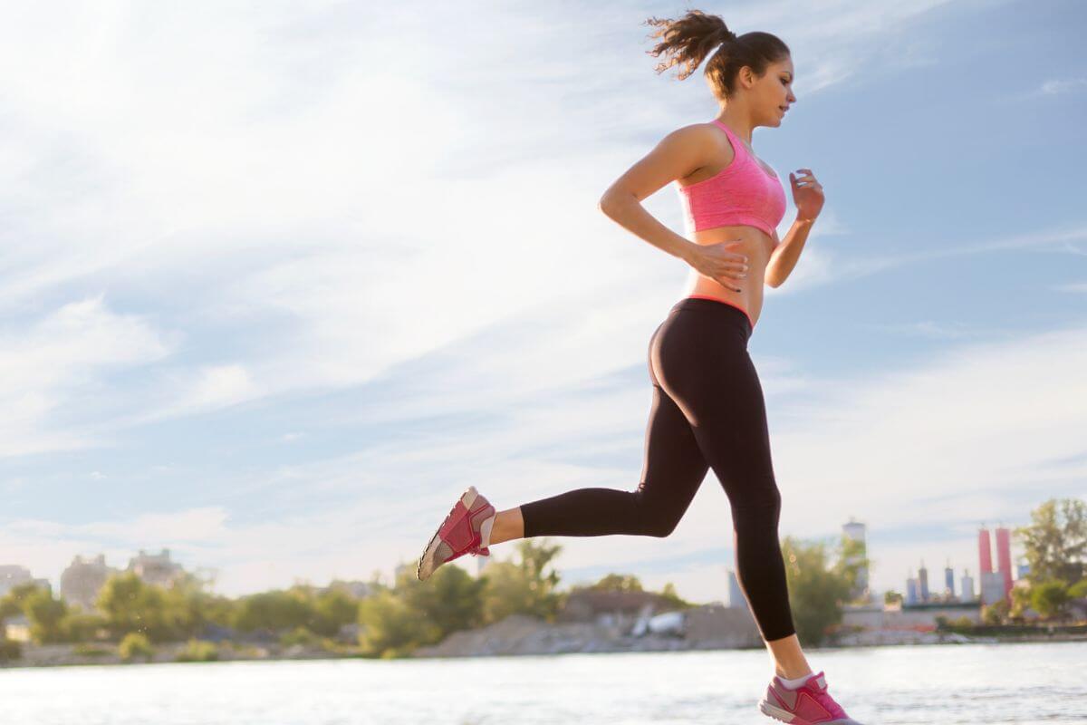 A picture of someone jogging.