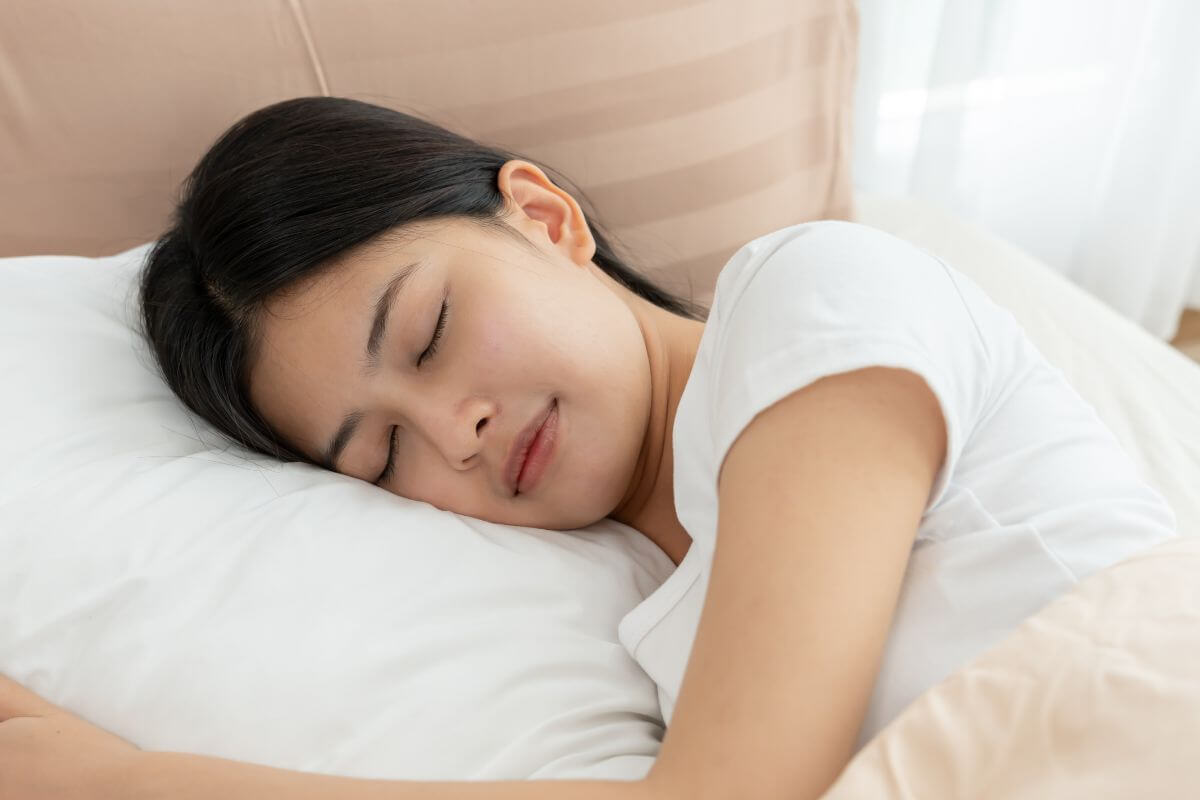 A picture of someone sleeping.