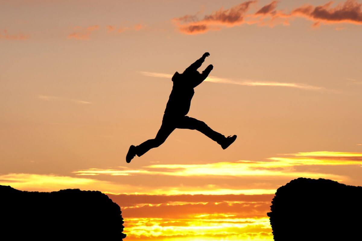 A picture of someone leaping.