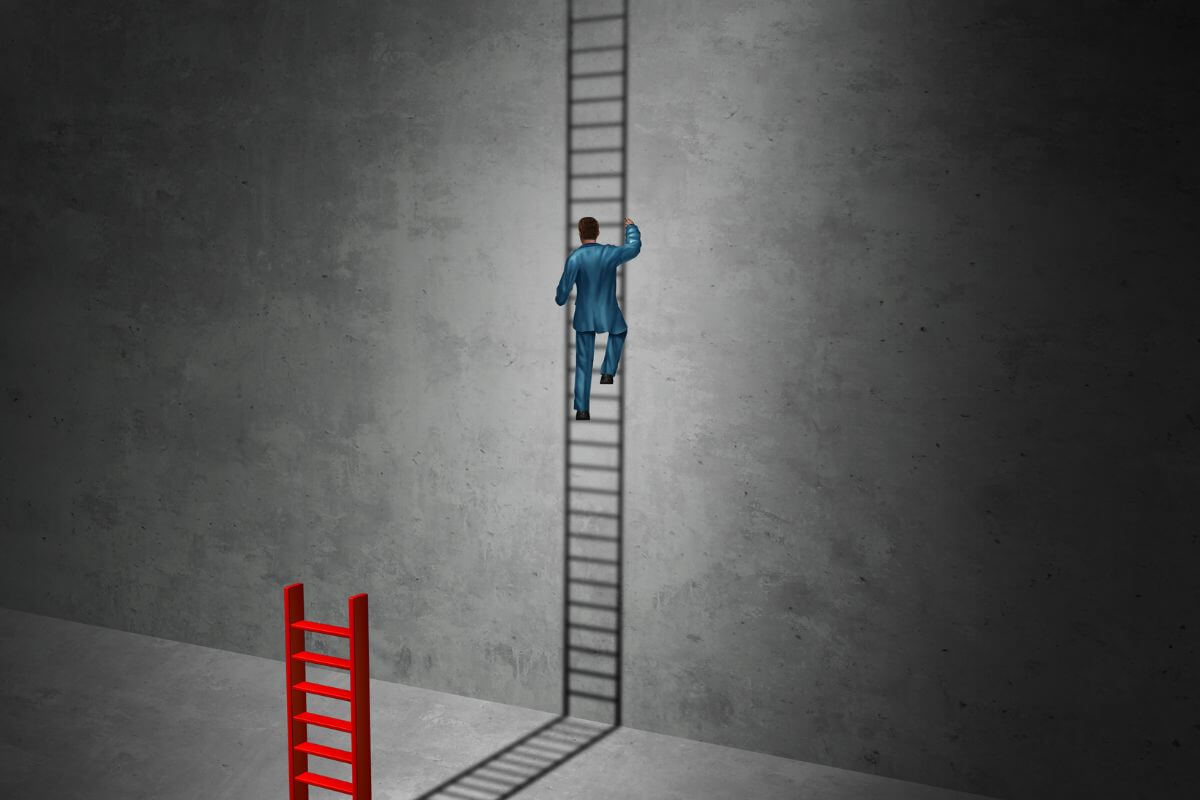 A picture of someone climbing.