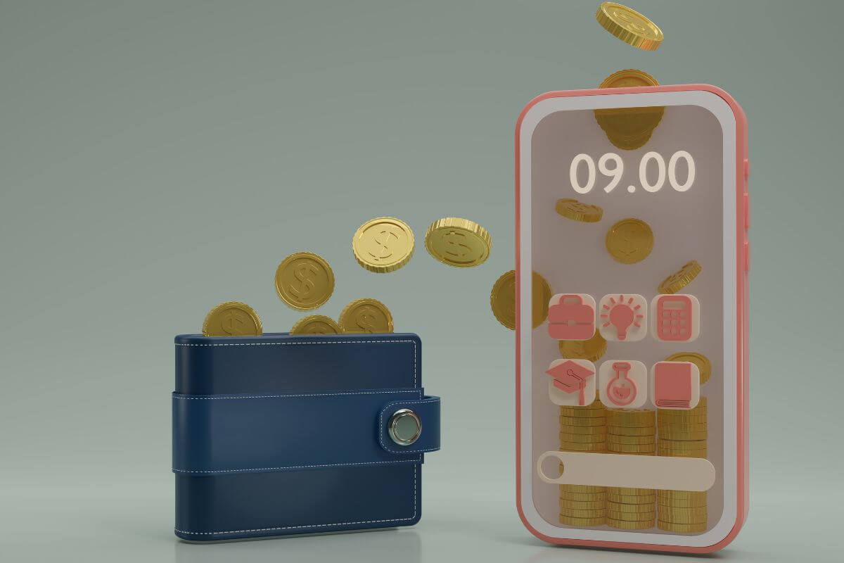 A picture of someone getting money. 