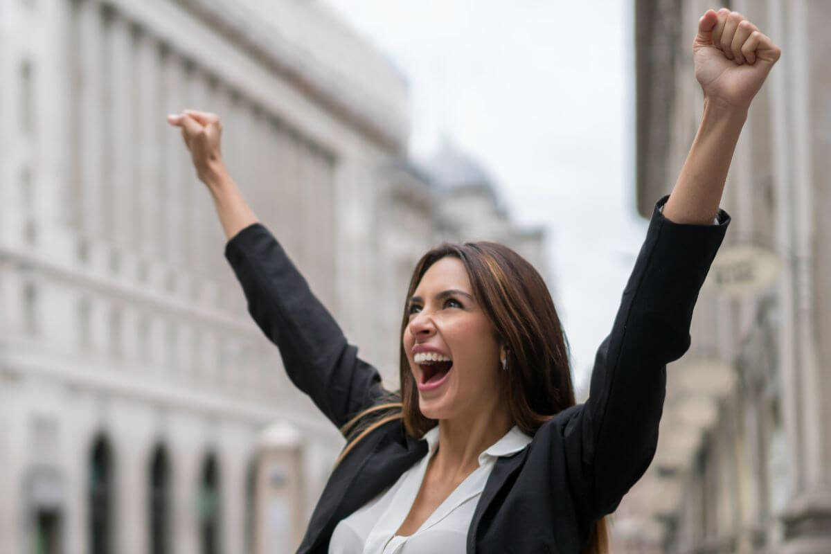 A picture of someone celebrating.