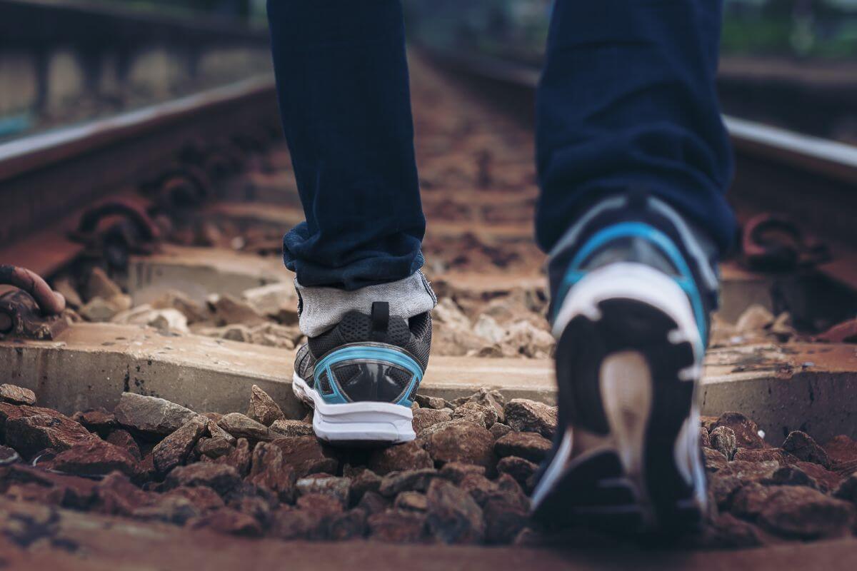 A picture of someone walking.