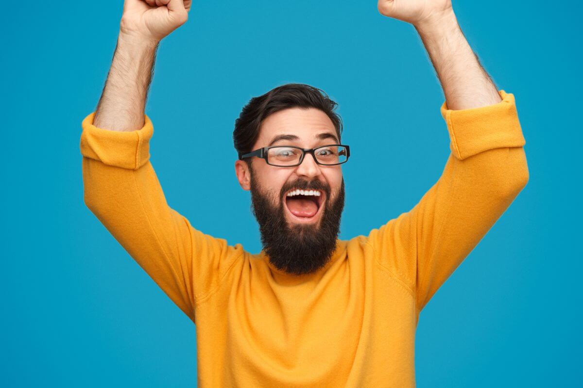 A picture of someone celebrating.