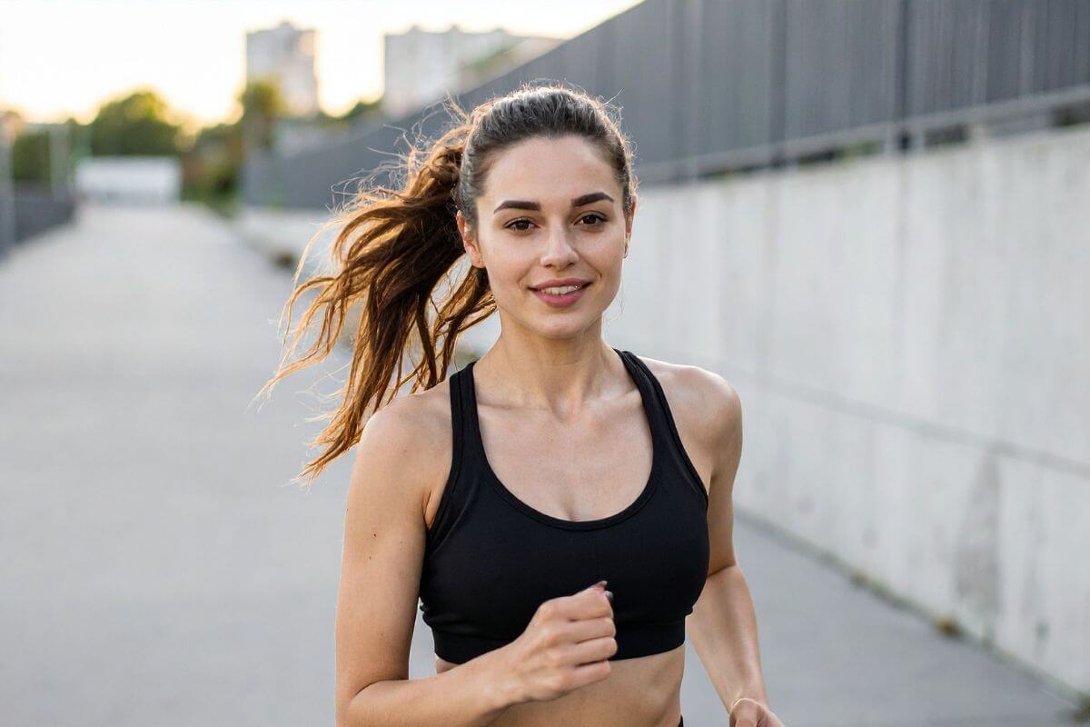 A picture of someone jogging. 