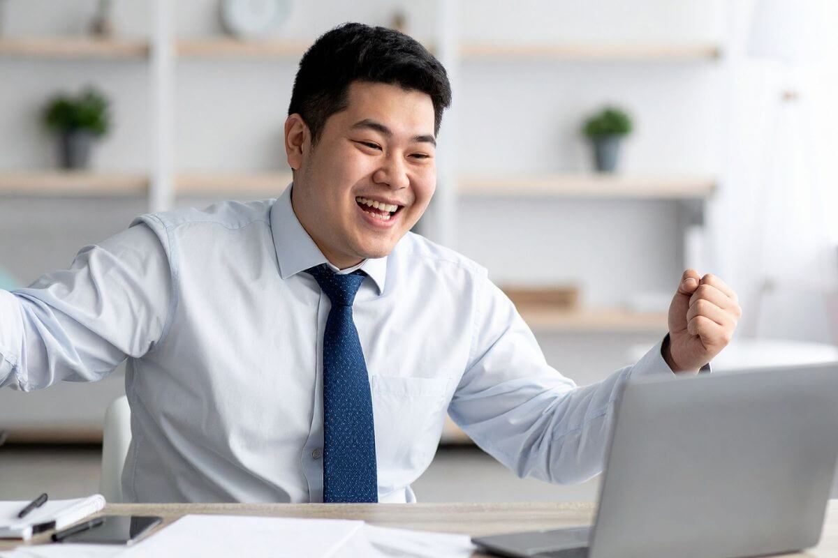 A picture of someone celebrating.