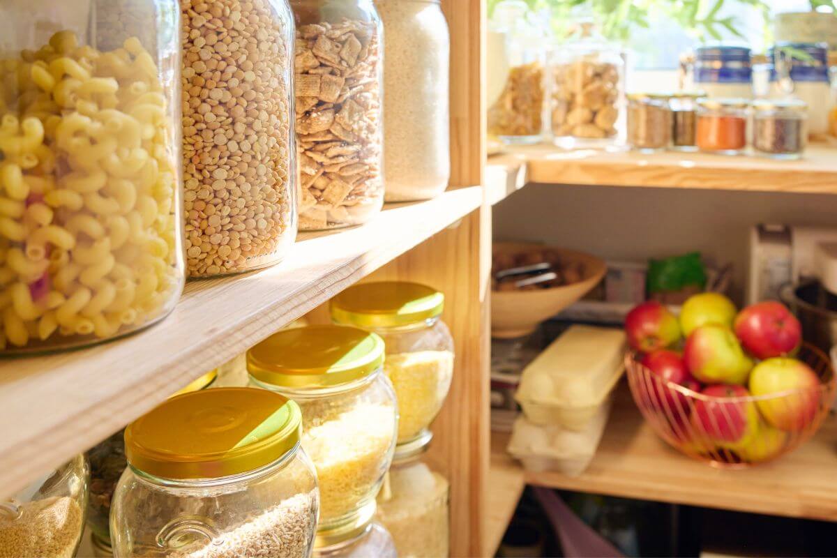 A picture of a full pantry.