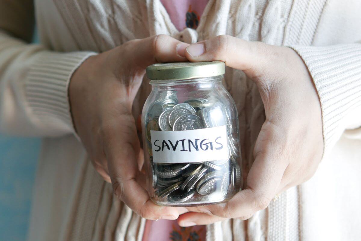 A picture of a full savings jar.