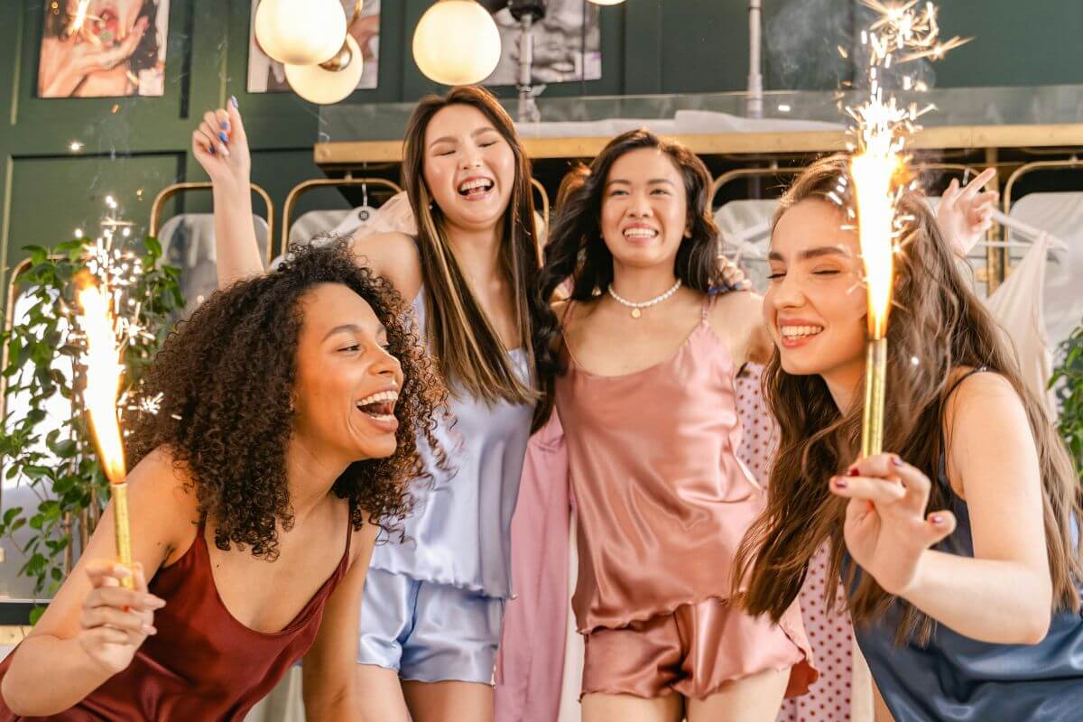 A picture of women celebrating holidays.