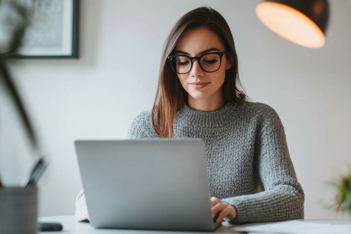 A picture of someone using their laptop.