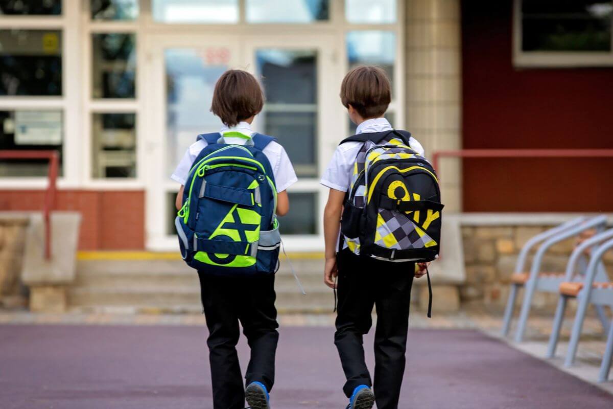 A picture of kids walking to school.
