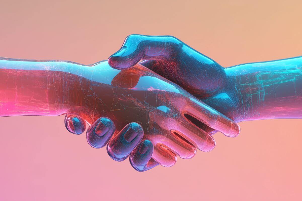 A picture of a virtual handshake.