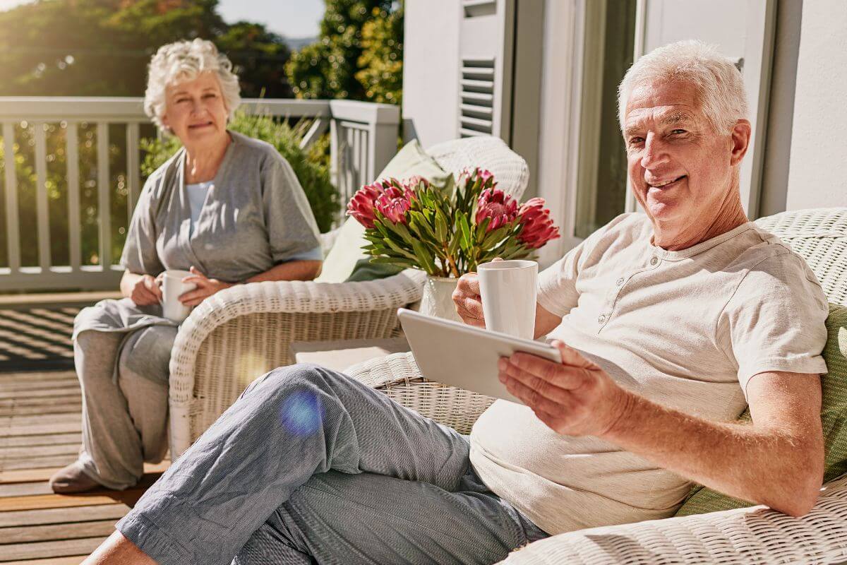 A picture of retirees relaxing.