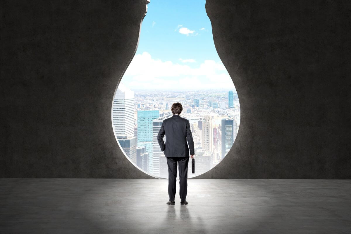 A picture of someone walking to their success.