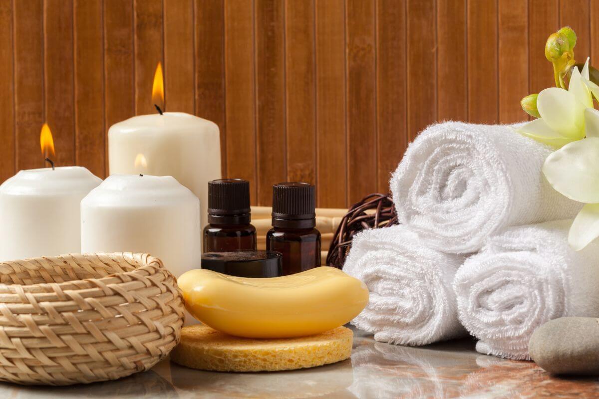 A picture shows spa essentials.