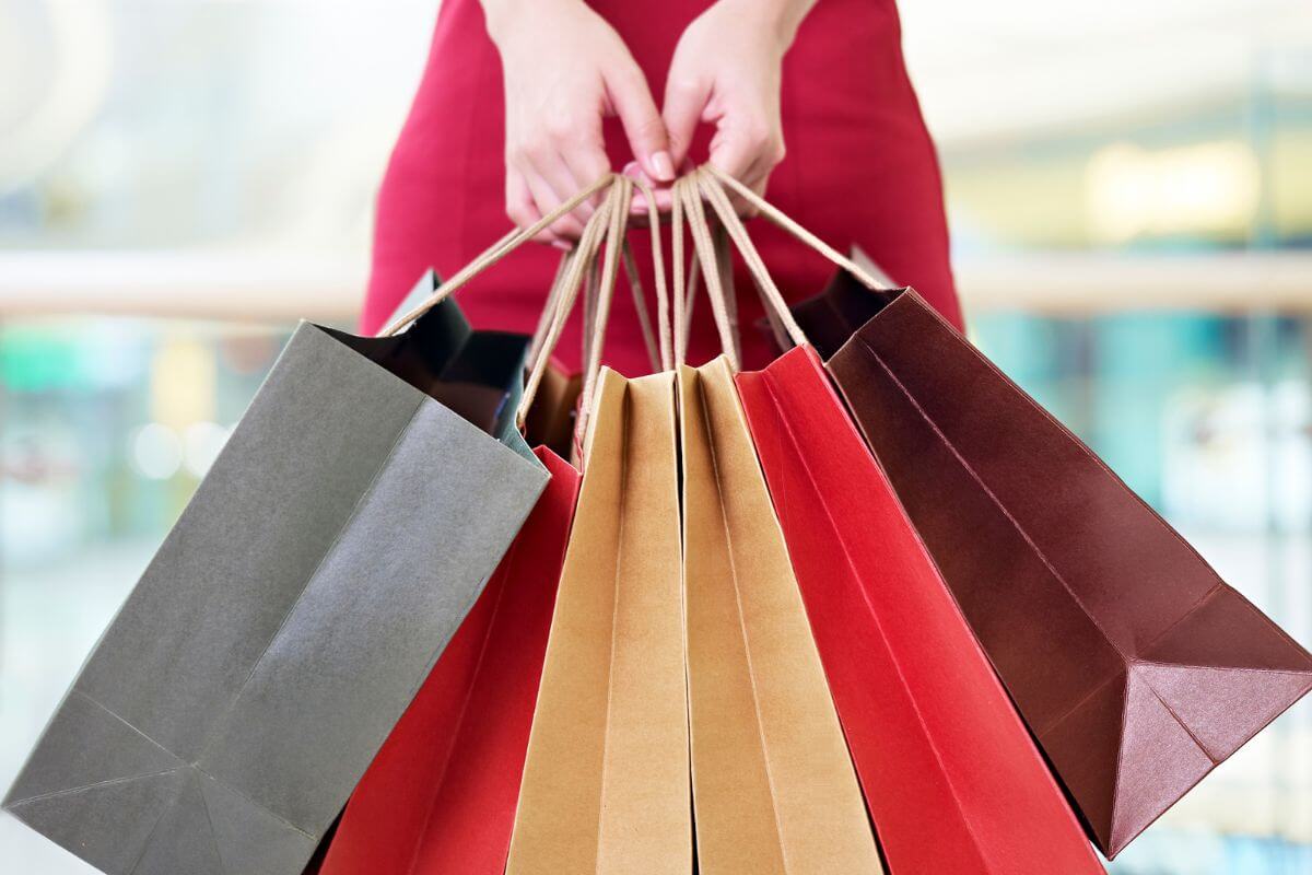 An image of a woman carrying shopping bags.