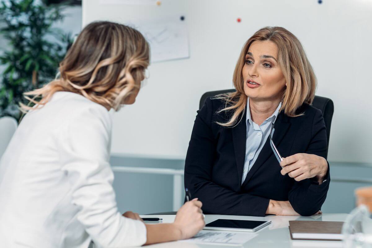 An image of a financial advisor and her client.