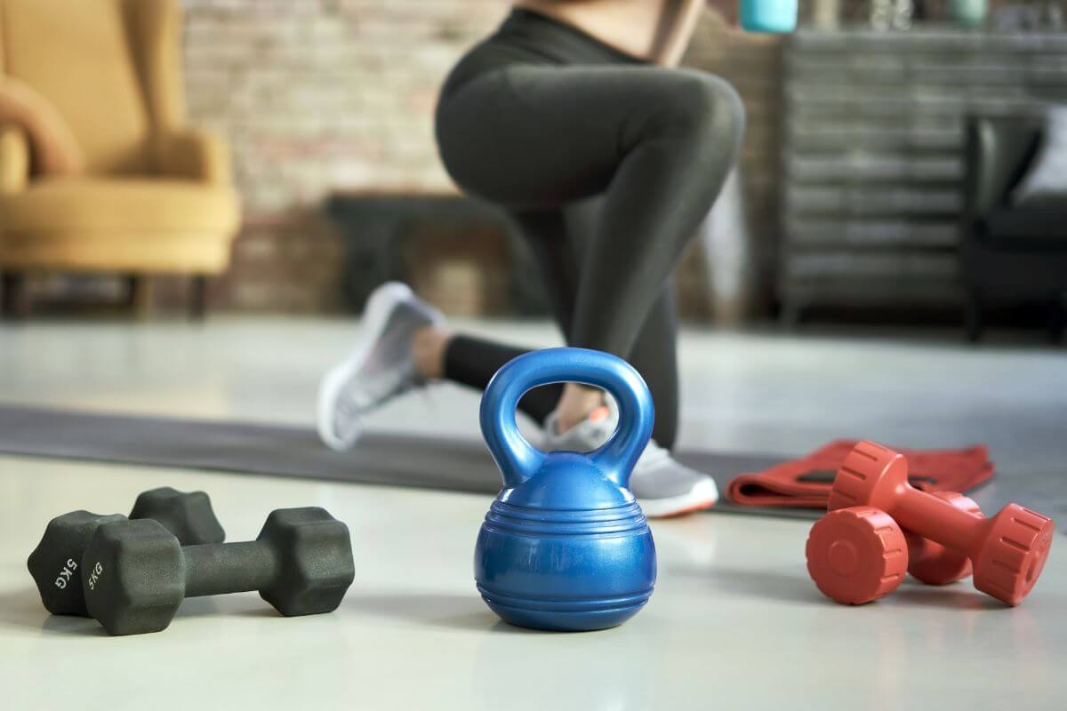 A picture shows fitness tools.