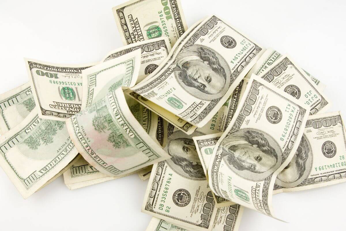 A picture shows a bunch of money.