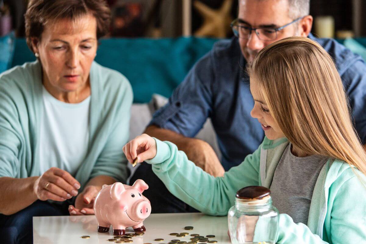 An image of a family saving money.