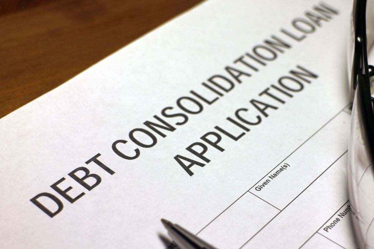 A picture of a debt consolidation application form.