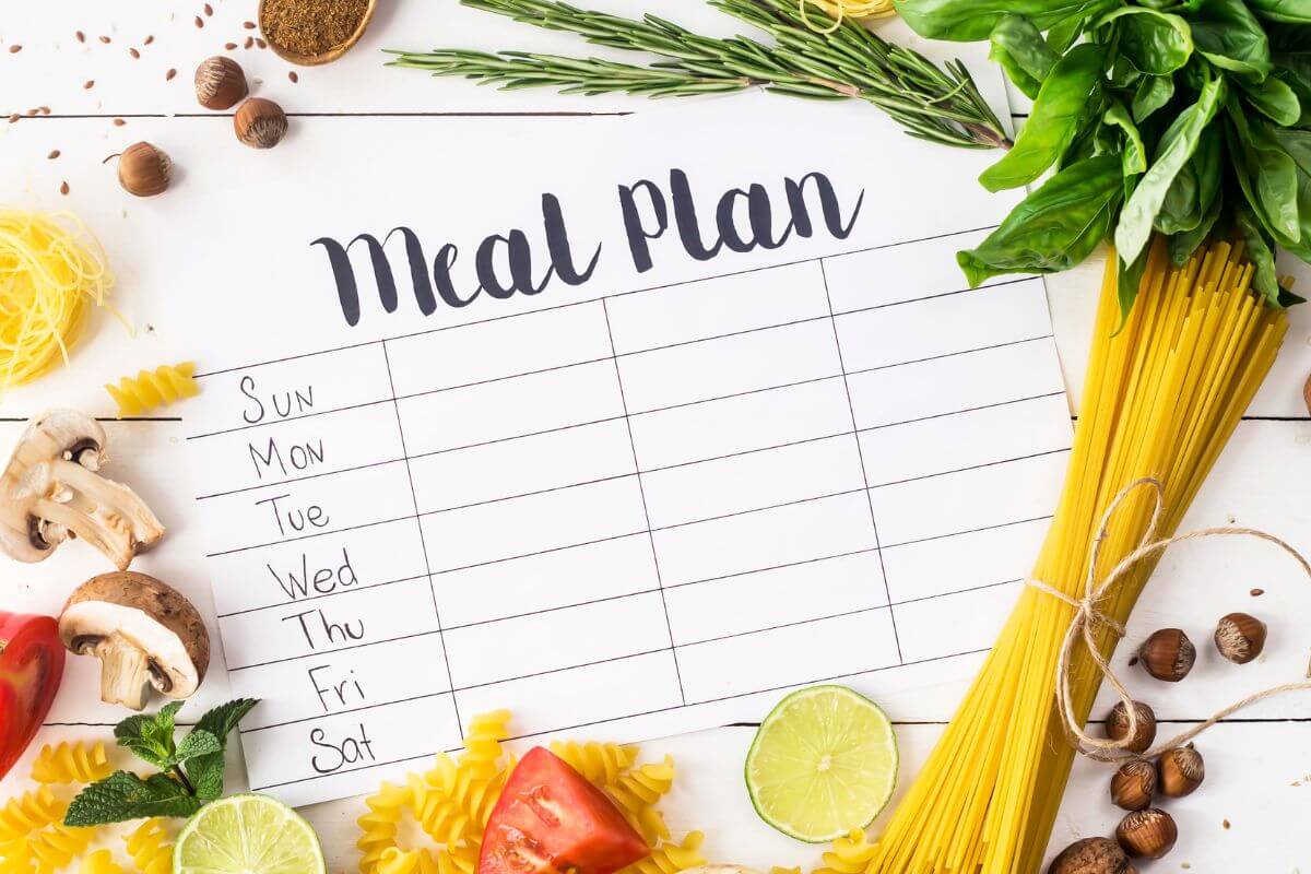 A picture shows a meal plan.