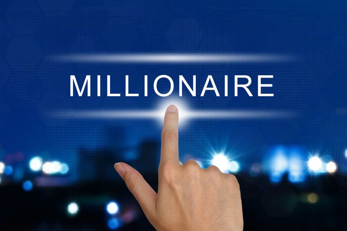 An image shows a pointed millionaire word.