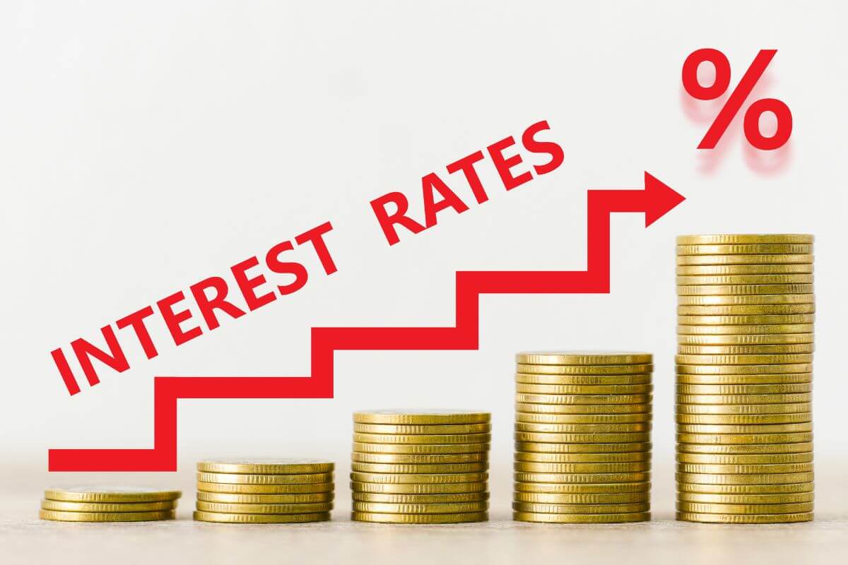 A picture shows a high interest rate.