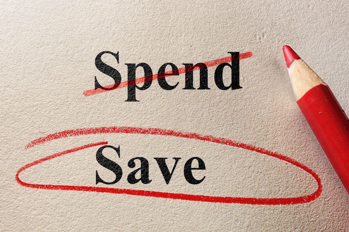 A picture shows spend and save wording.