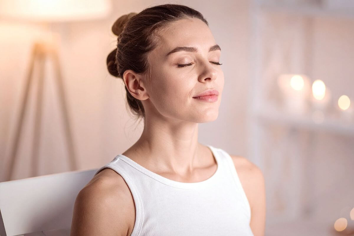 A picture of a woman relaxing.