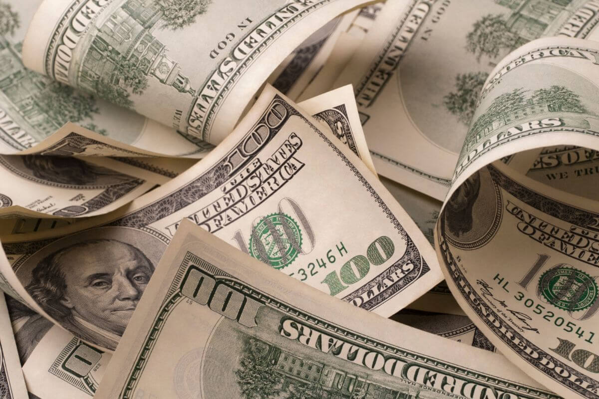 A picture shows dollar bills.