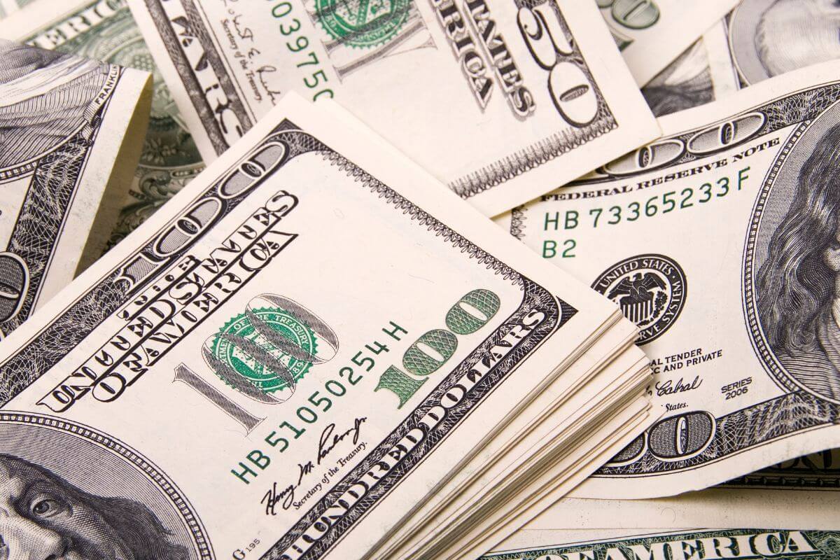 A picture shows dollar bills.