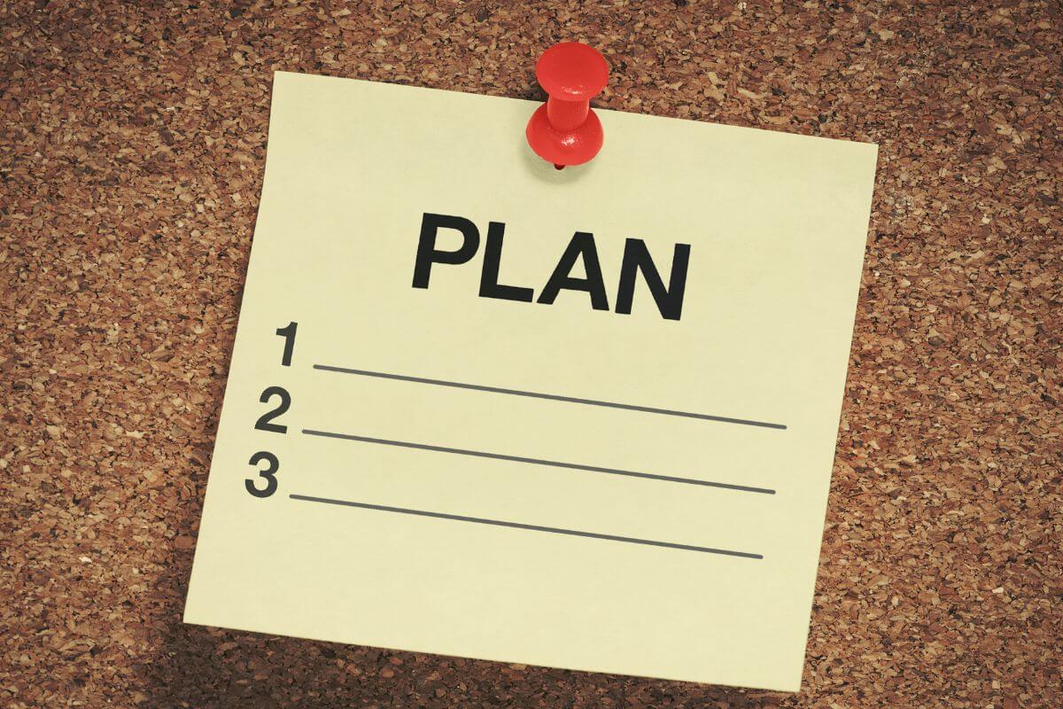 An image shows a paper with a plan list.