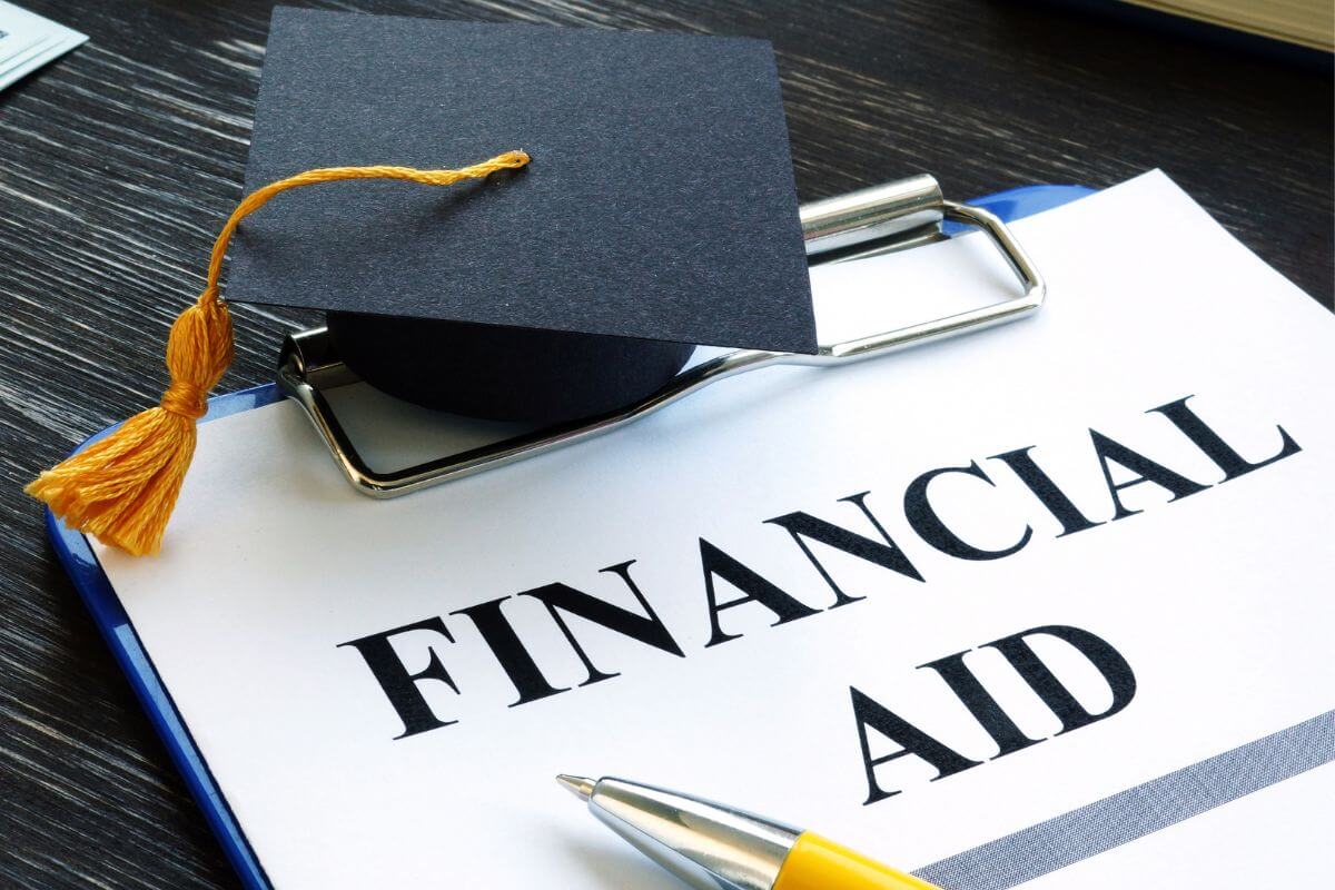An image shows a financial aid wording on a paper.